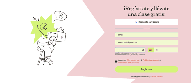 Regístrate en talking method